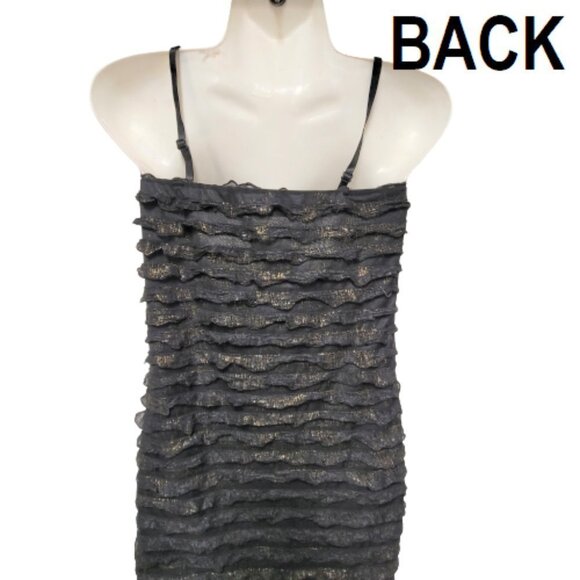 Spaghetti Strap Gold And Black Frilly Dress Sizes XS   S   M - Picture 3 of 7